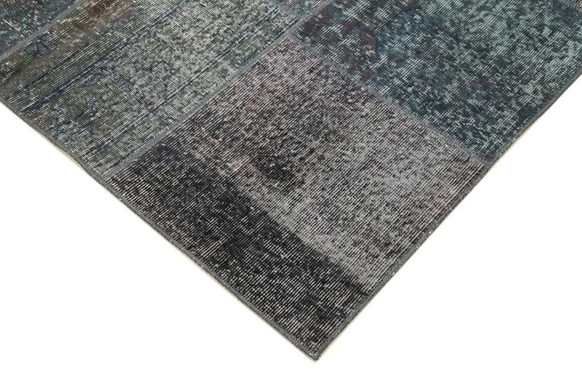 Patchwork Gri Pamuk Üzerine Yün El Dokuma Kilim-171x243 - Görsel 4