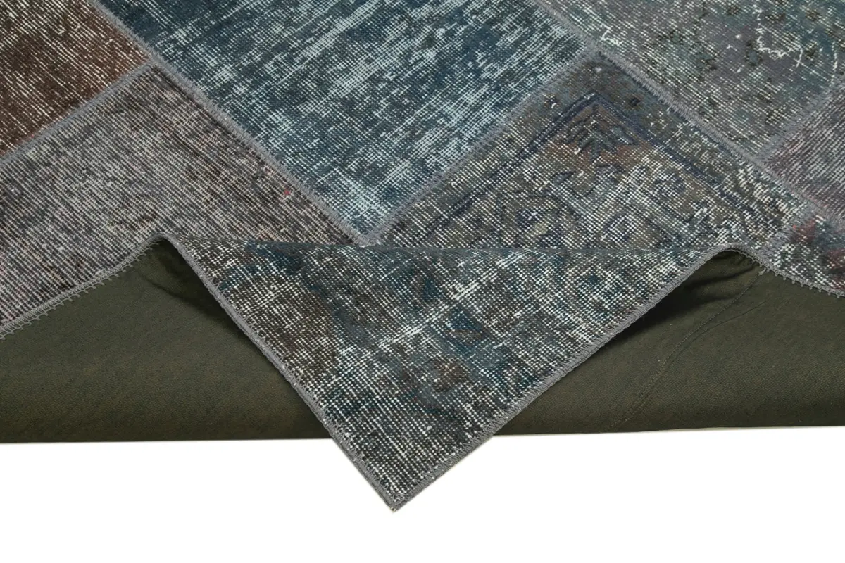 Patchwork Gri Pamuk Üzerine Yün El Dokuma Kilim-171x243 - Görsel 6
