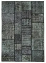Patchwork Siyah Pamuk Üzerine Yün El Dokuma Kilim-172x243