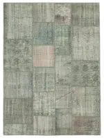 Patchwork Gri Pamuk Üzerine Yün El Dokuma Kilim-176x241