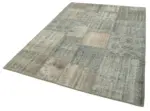 Patchwork Gri Pamuk Üzerine Yün El Dokuma Kilim-176x241 - Görsel 3