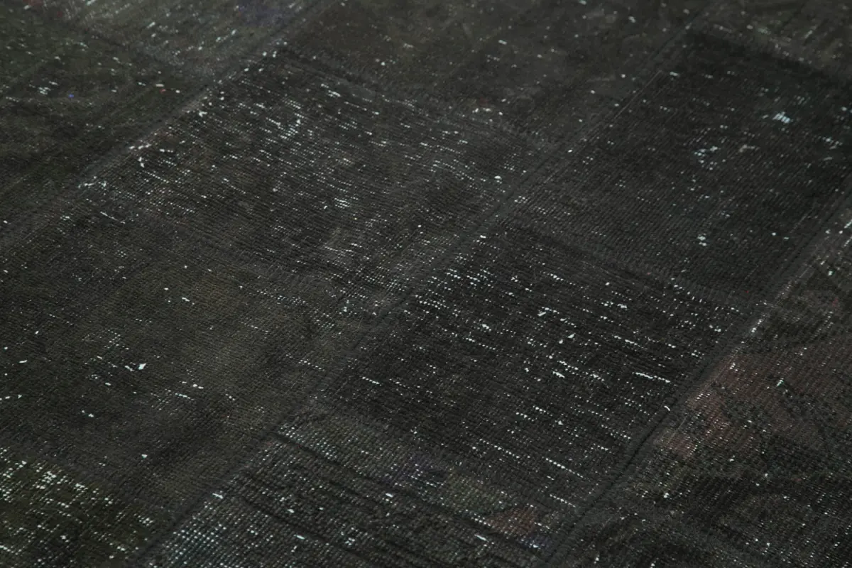 Patchwork Siyah Pamuk Üzerine Yün El Dokuma Kilim-172x241 - Görsel 5
