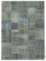 Patchwork Gri Pamuk Üzerine Yün El Dokuma Kilim-174x240