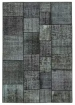 Patchwork Siyah Pamuk Üzerine Yün El Dokuma Kilim-171x246