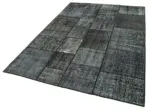 Patchwork Siyah Pamuk Üzerine Yün El Dokuma Kilim-171x246 - Görsel 3