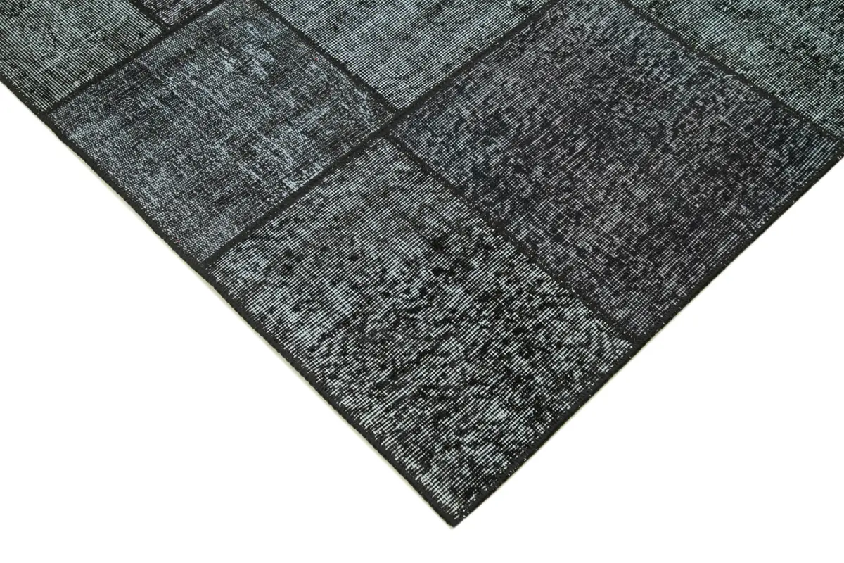 Patchwork Siyah Pamuk Üzerine Yün El Dokuma Kilim-171x246 - Görsel 4