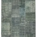 Patchwork Gri Pamuk Üzerine Yün El Dokuma Kilim-172x240