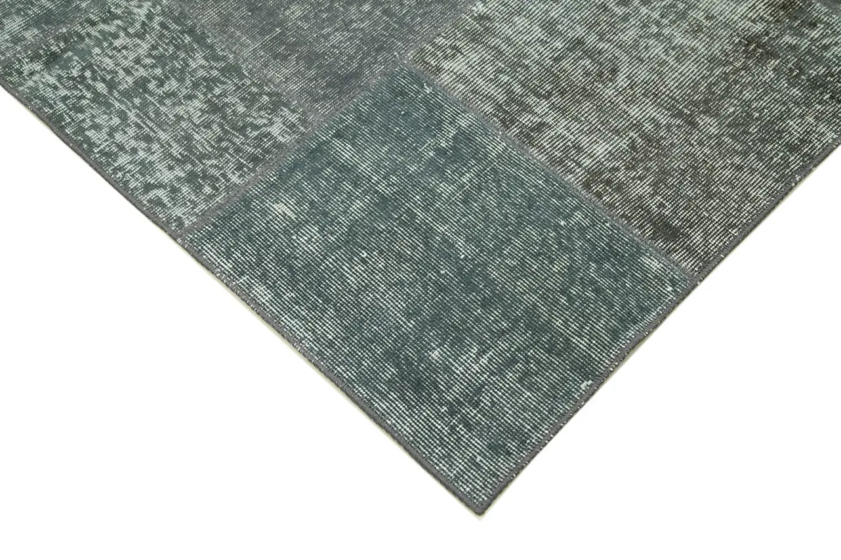 Patchwork Gri Pamuk Üzerine Yün El Dokuma Kilim-172x240 - Görsel 4