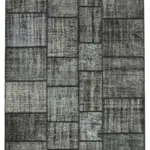 Patchwork Siyah Pamuk Üzerine Yün El Dokuma Kilim-176x245