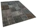 Patchwork Gri Pamuk Üzerine Yün El Dokuma Kilim-170x240 - Görsel 2