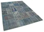 Patchwork Mavi Pamuk Üzerine Yün El Dokuma Kilim-176x244 - Görsel 2