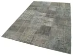 Patchwork Gri Pamuk Üzerine Yün El Dokuma Kilim-170x240 - Görsel 3
