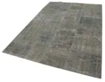 Patchwork Gri Pamuk Üzerine Yün El Dokuma Kilim-170x245 - Görsel 3