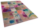 Patchwork Multi Pamuk Üzerine Yün El Dokuma Kilim-172x240 - Görsel 2