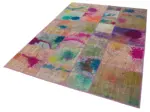 Patchwork Multi Pamuk Üzerine Yün El Dokuma Kilim-172x240 - Görsel 3