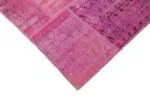 Patchwork Pembe Pamuk Üzerine Yün El Dokuma Kilim-173x240 - Görsel 4
