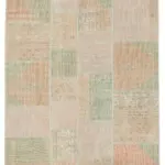 Patchwork Bej Pamuk Üzerine Yün El Dokuma Kilim-172x242