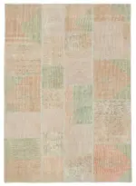 Patchwork Bej Pamuk Üzerine Yün El Dokuma Kilim-172x242