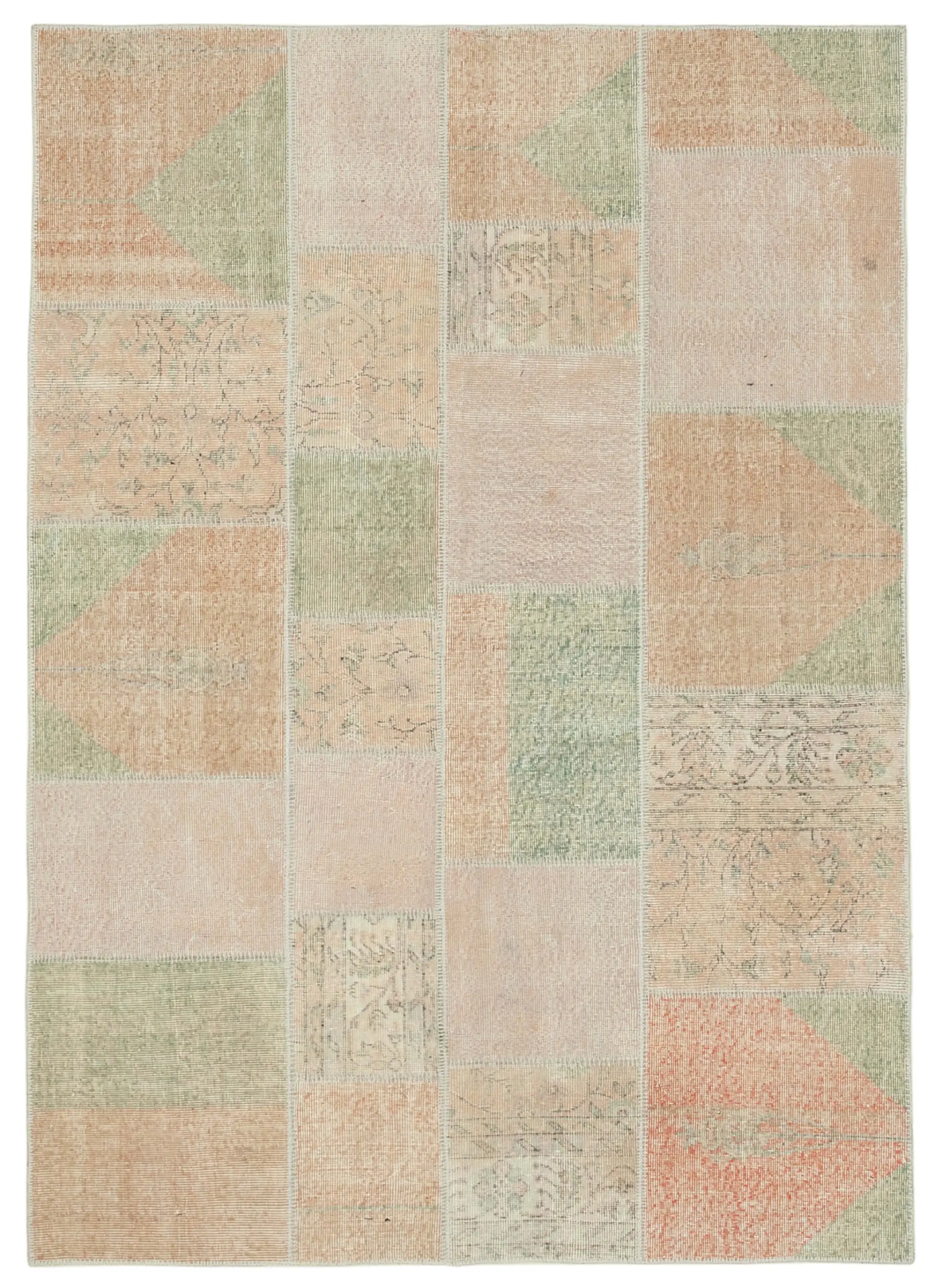 Rc_31941_0_Beige_Patchwork_Rugs Patchwork Bej Pamuk Üzerine Yün El Dokuma Kilim-172x242 - Görsel 1