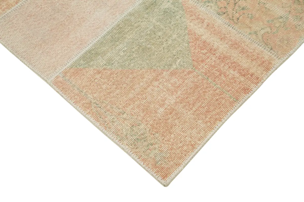 Patchwork Bej Pamuk Üzerine Yün El Dokuma Kilim-172x242 - Görsel 4
