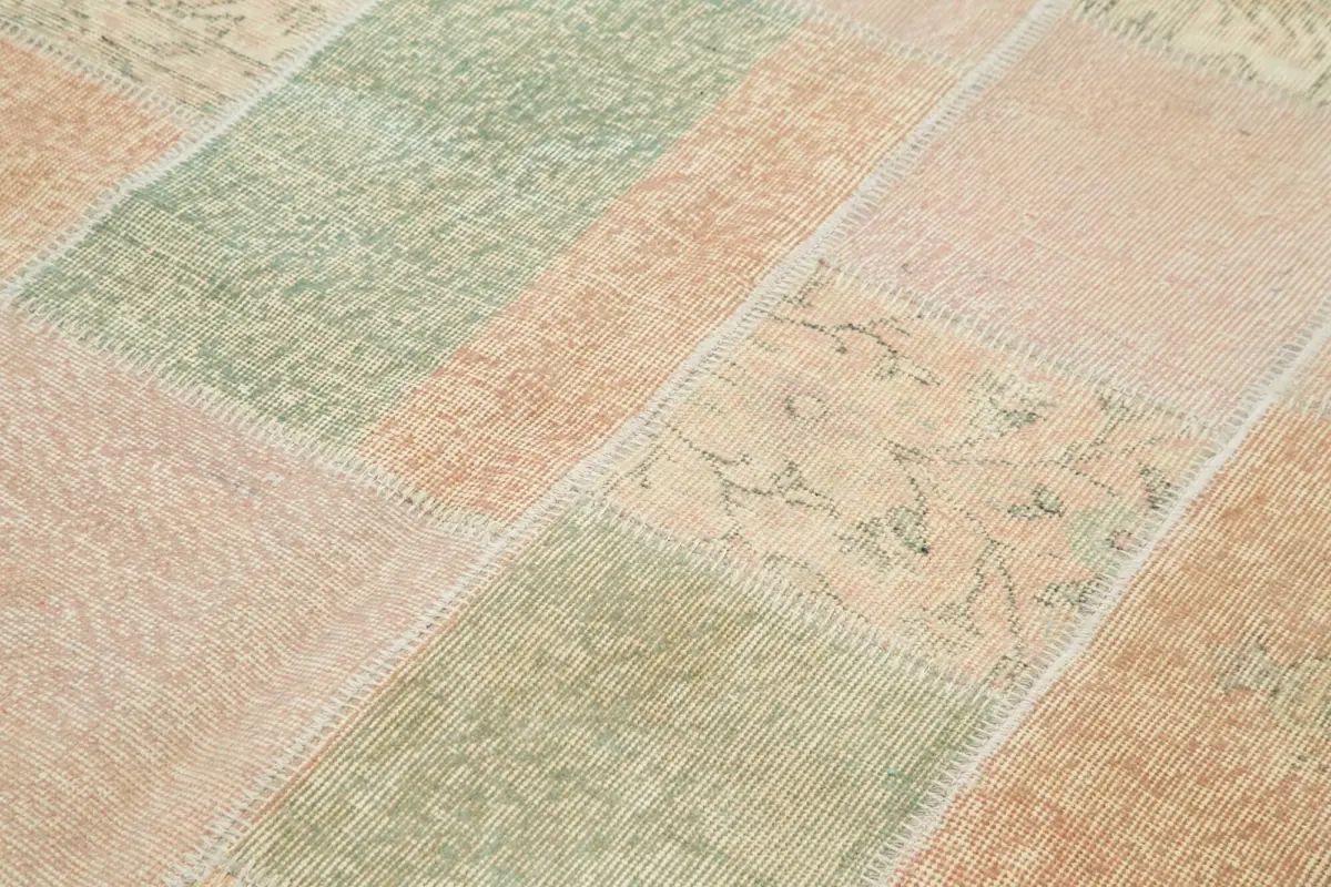 Patchwork Bej Pamuk Üzerine Yün El Dokuma Kilim-172x242 - Görsel 5