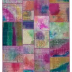 Patchwork Multi Pamuk Üzerine Yün El Dokuma Kilim-168x245