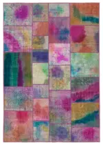 Patchwork Multi Pamuk Üzerine Yün El Dokuma Kilim-168x245