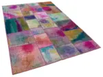 Patchwork Multi Pamuk Üzerine Yün El Dokuma Kilim-168x245 - Görsel 2