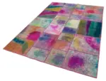 Patchwork Multi Pamuk Üzerine Yün El Dokuma Kilim-168x245 - Görsel 3