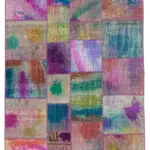 Patchwork Multi Pamuk Üzerine Yün El Dokuma Kilim-169x243