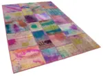 Patchwork Multi Pamuk Üzerine Yün El Dokuma Kilim-169x243 - Görsel 2