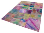 Patchwork Multi Pamuk Üzerine Yün El Dokuma Kilim-169x243 - Görsel 3