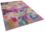 Patchwork Multi Pamuk Üzerine Yün El Dokuma Kilim-169x240 - Görsel 2