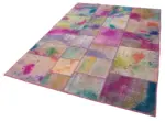 Patchwork Multi Pamuk Üzerine Yün El Dokuma Kilim-169x240 - Görsel 3