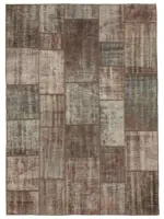 Patchwork Kahverengi Pamuk Üzerine Yün El Dokuma Kilim-172x237