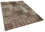 Patchwork Kahverengi Pamuk Üzerine Yün El Dokuma Kilim-172x237 - Görsel 2