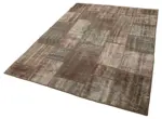 Patchwork Kahverengi Pamuk Üzerine Yün El Dokuma Kilim-172x237 - Görsel 3