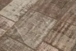 Patchwork Kahverengi Pamuk Üzerine Yün El Dokuma Kilim-172x237 - Görsel 5