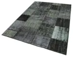 Patchwork Siyah Pamuk Üzerine Yün El Dokuma Kilim-167x240 - Görsel 3