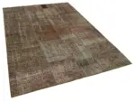 Patchwork Kahverengi Pamuk Üzerine Yün El Dokuma Kilim-170x241 - Görsel 2