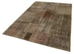 Patchwork Kahverengi Pamuk Üzerine Yün El Dokuma Kilim-170x241 - Görsel 3