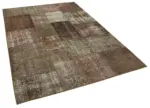 Patchwork Kahverengi Pamuk Üzerine Yün El Dokuma Kilim-170x242 - Görsel 2