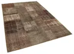Patchwork Kahverengi Pamuk Üzerine Yün El Dokuma Kilim-170x245 - Görsel 2