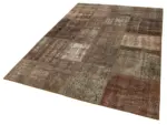 Patchwork Kahverengi Pamuk Üzerine Yün El Dokuma Kilim-170x245 - Görsel 3