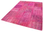 Patchwork Pembe Pamuk Üzerine Yün El Dokuma Kilim-175x242 - Görsel 3