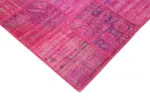 Patchwork Pembe Pamuk Üzerine Yün El Dokuma Kilim-175x242 - Görsel 4