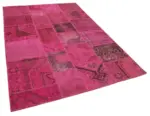 Patchwork Pembe Pamuk Üzerine Yün El Dokuma Kilim-172x250 - Görsel 2