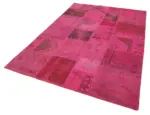 Patchwork Pembe Pamuk Üzerine Yün El Dokuma Kilim-172x250 - Görsel 3