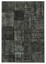 Patchwork Siyah Pamuk Üzerine Yün El Dokuma Kilim-171x241
