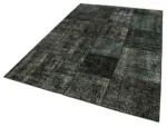 Patchwork Siyah Pamuk Üzerine Yün El Dokuma Kilim-171x241 - Görsel 3